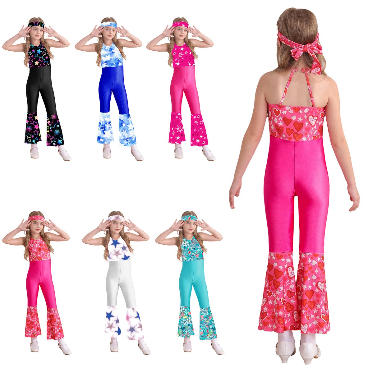 70s Groovy Dancer Costume Adult Blue Floral Jumpsuit 70s Groovy Dancer Costume Adult Blue Floral Jumpsuit