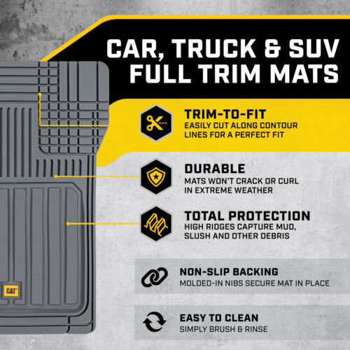 CAT Automotive Combo Rubber Car Floor Mats Full Set Heavy Duty All Weather Liner