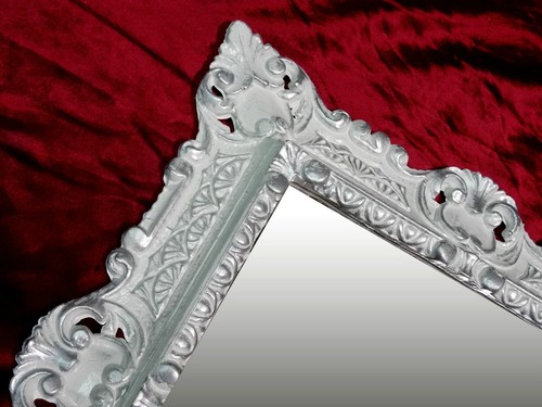 WANDSPIEGEL 45x38CM ANTIK BAROCK REPLIKATE RECHTECKIG WEIß / SILBER 345 88* - Picture 9 of 9