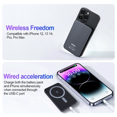 Mag-safe Power Bank 10000mAh für iPhone 12 13 14 15 Pro max plus Samsung S22 S23 - Zdjęcie 6 z 22
