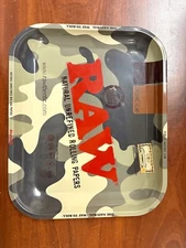Raw Camoflauge Metal Rolling Tray Large 13.5 "x 11"