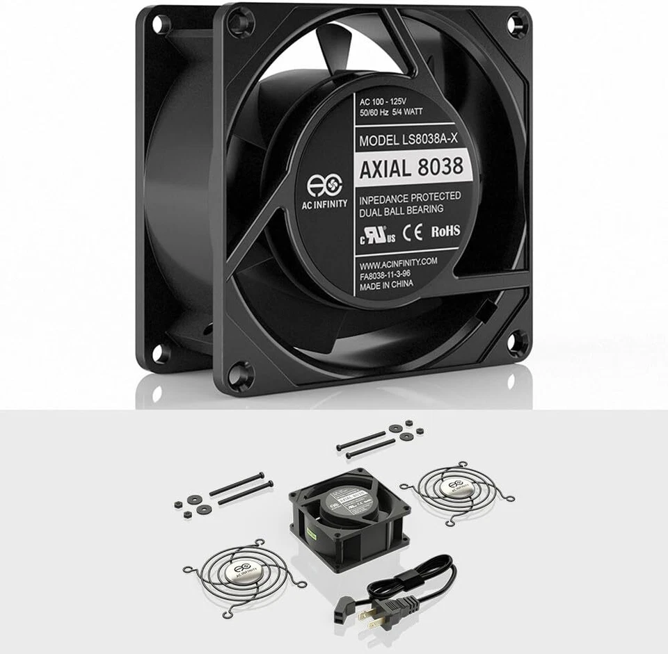 AC Infinity AXIAL 8038, Quiet Muffin Fan, 120V AC 80mm x 38mm Low Speed, - Image 2 of 4