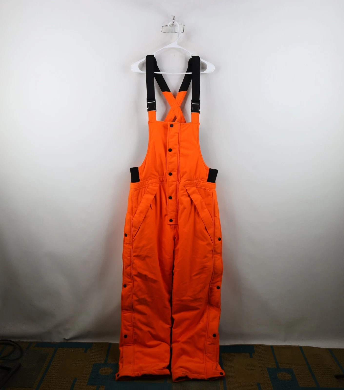 Vtg 90s Cabelas Mens Large Tall Distressed Soft Cloth Insulated Overalls Bibs