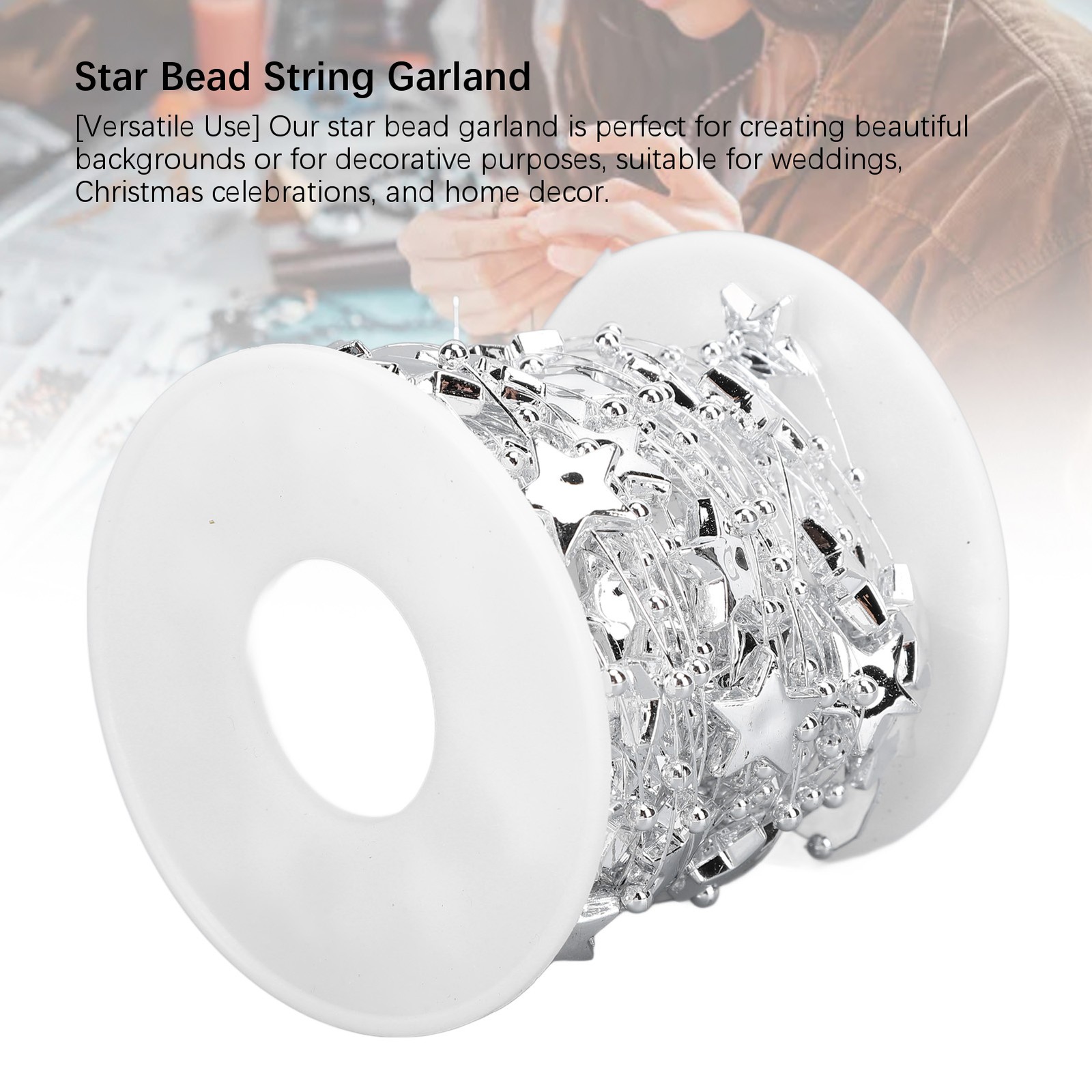 2 Rolls Star Bead String Garland 10m Length Cuttable Decorative Beads Garland Fo
