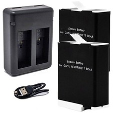 Replacement for GoPro HERO12 Enduro Battery 2-Pack, 1730mAh and Dual Charger