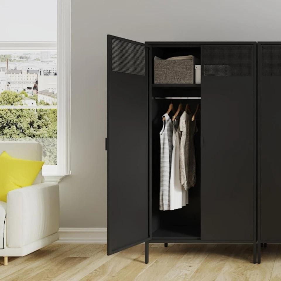 71" Black Metal Closet Storage Space, Metal Closet with Hanging RodFor Bedroom - Image 2 of 4