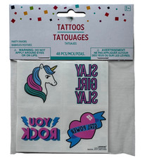 Unicorn Girl Power Heart Temporary Tattoos Kids Birthday Party Favor Reward 48
