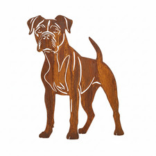 Boxer Rost Deko Hund Rostfigur Gartendeko Draußen Metall Gartenfigur 45x19cm