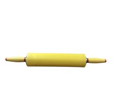 Vintage 1950'S Melamine Rolling Pin Yellow W/ Red & Chrome Accents MCM Farmhouse