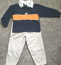 Vintage Okie Dokie 4T Rugby Long Sleeve Shirt  Khaki Pants Y2K Good Condition