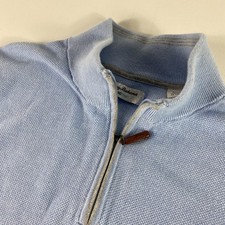 Tommy Bahama Sweater Mens Medium Blue IslandZone 1/4 Zip Cotton Polyester