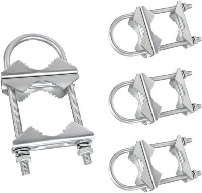 Double Antenna Mast Clamp V-Jaw Bracket U Bolts Pipe Mounting Hardware 4 PCS