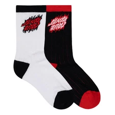Santa Cruz - Flamed Stack Upside Down Youth Socks White/Black