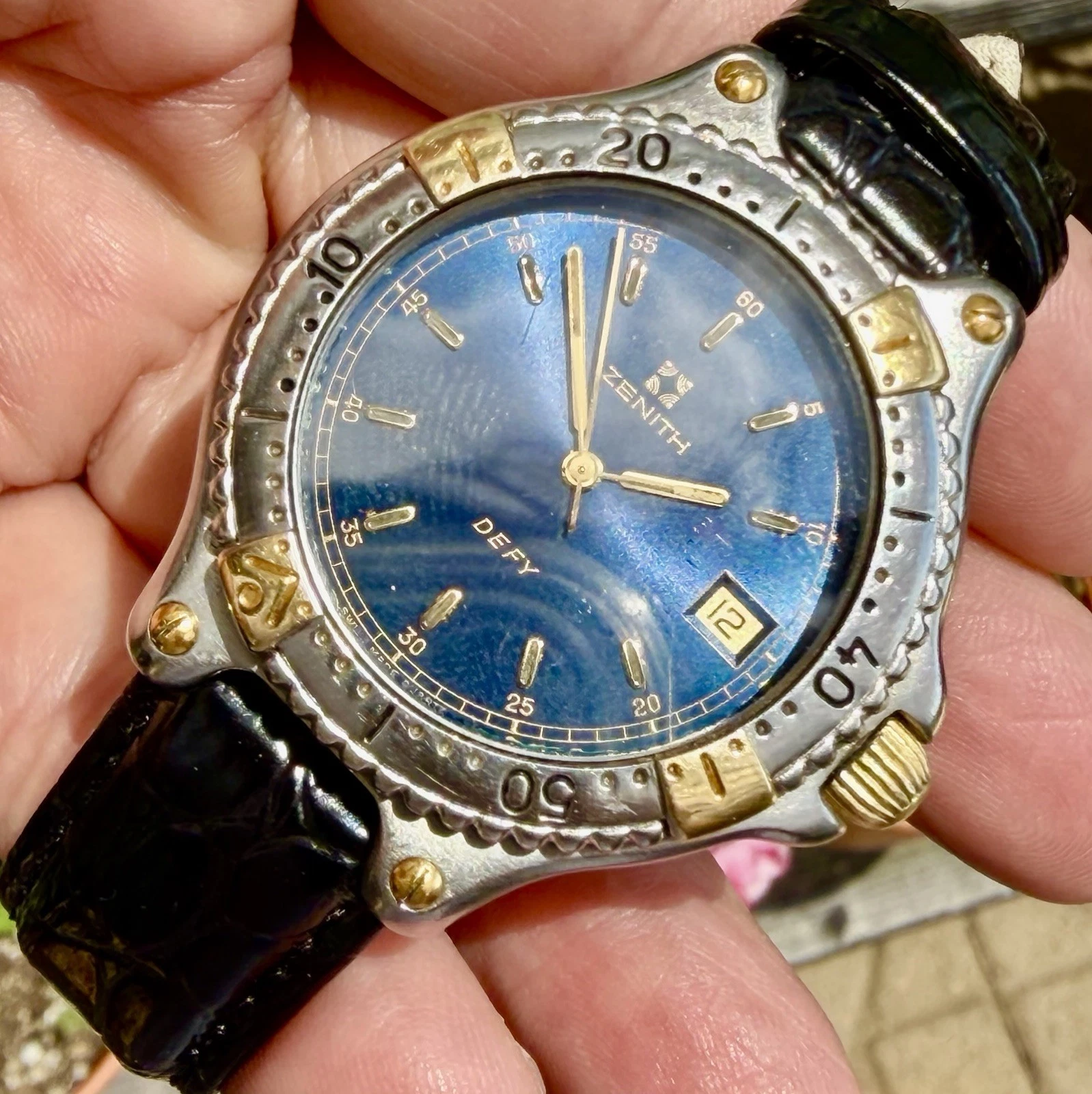Zenith — Vintage ZENITH Defy Men’s 38mm Blue Dial Quartz 19.2000.337 Two Tone Watch