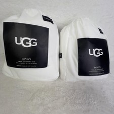 UGG Devon Twin XL Sheet Set Flat Fitted White Solid Deep Pocket Polyester Beddin