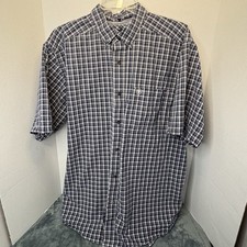 Men  s Ariat Pro Series Short Sleeves Plaid Button Up In White And Blues Size L