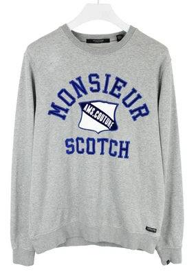 Sweat-Shirt Scotch & Soda Homme XL Gris Pullover Col Rond Logo Brodé - Photo 1/4