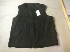SAKS FIFTH AVENUE Shirt Linen Black Sleeveless Buttoned Back XS NWT