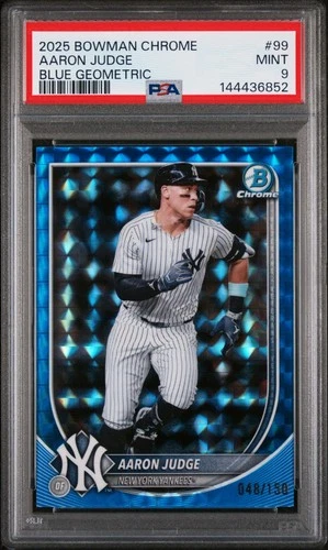 2025 Bowman Chrome Aaron Judge, Aaron Judge Blue Geometric Refractor /150 PSA 9