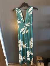 Green Floral Deep V-Neck Maxi Dress