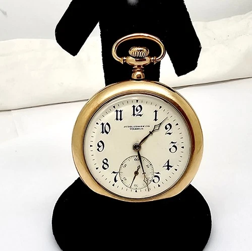 ANTIQUE ILLINOIS 12S GP OF PVT. LABEL 11J POCKET WATCH,JUDD GROSS CO,TOLEDO,RUNS
