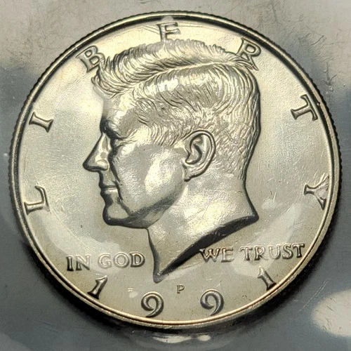 1991 P US 50 Cent Kennedy Half Dollar Coin UNC in Cello from Set