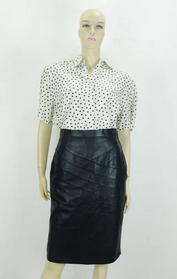 true vintage 80er jahre LEDERROCK schwarz gr. 38 bleistiftrock pencil skirt - Bild 1 von 4