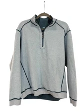Men's Tommy Bahama Sweater Pullover Quarter-Zip Reversible Blue Size Large