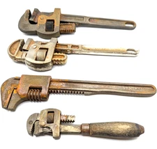 Vintage Pipe Wrenches in various sizes including Sears and W. Germany