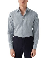 Eton Contemporary Fit Micro Floral Print Shirt Men's 44 17.5 Light Blue Button