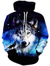 Galaxy Wolf 3D Pullover Hoodie For Men  Women Full Size Streetwear