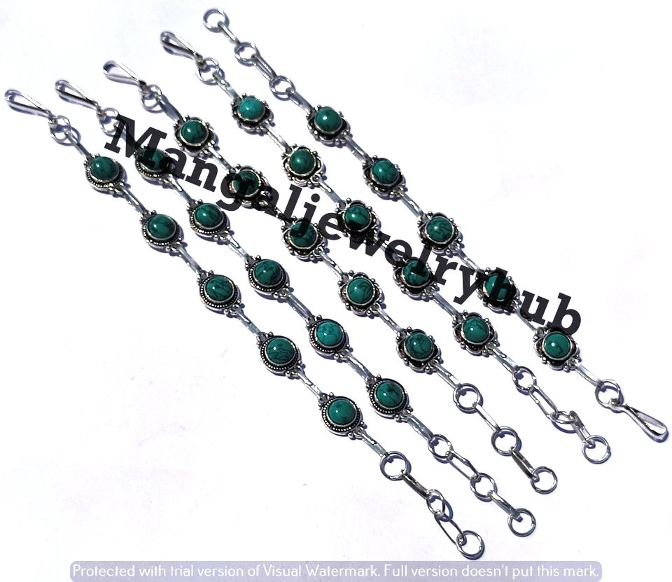 Buy Turquoise Gemstone Bracelets 925 Sterling Silver Plated Handmade Lot Jewelry - Image 2 of 4