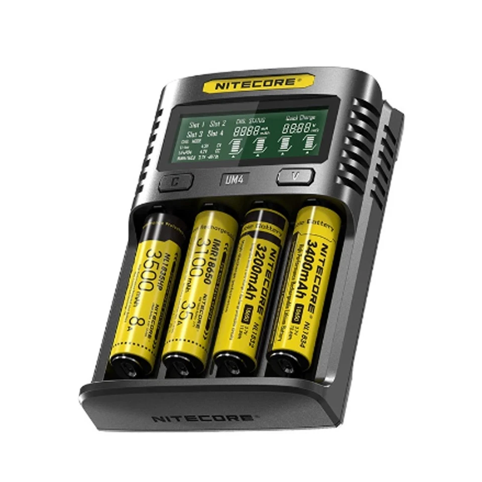 Nitecore UM4 4-Bay Digital Battery Charger LCD Display for IMR/Li-ion/LiFePO4 QC - Image 3 of 4