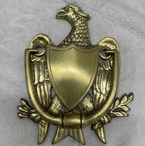 Brass Vintage Door Knocker American Eagle Shield Washington DC Stamped *READ*
