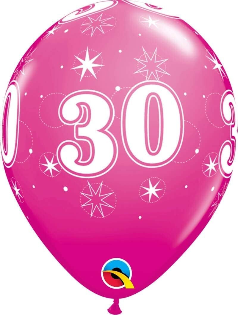 30th Birthday Pink Diamond Latex Balloon, 11-Inch 25 pack