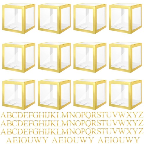 Thyle 12 Pcs Transparent Balloon Boxes Clear Balloon Boxes with 99 Letters fo...