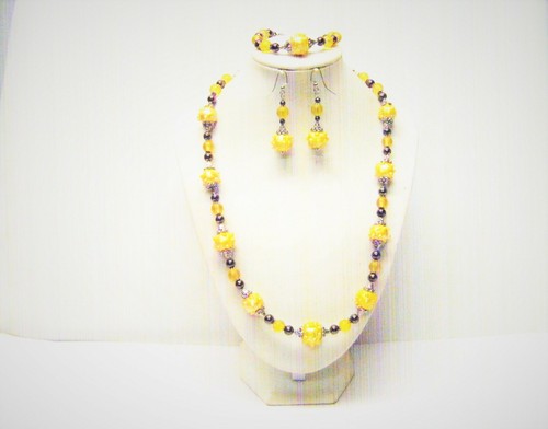 Bumpy Mustard Yellow Lamp Work Glass 