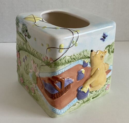 Disney Springs Winnie The Pooh Ceramic 3D Tissue Box Cover Eeyore Tigger Woods