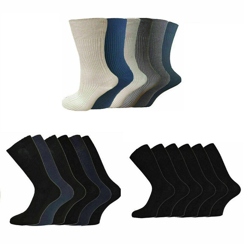 New Mens 100% Pure Cotton Comfy Gentle Soft Non Elastic Socks Loose UK ...