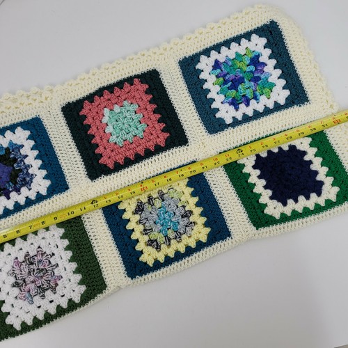 Vintage Handmade 33"x37" Crochet Colorful Granny Square Afghan Lap Throw Blanket - Picture 7 of 9