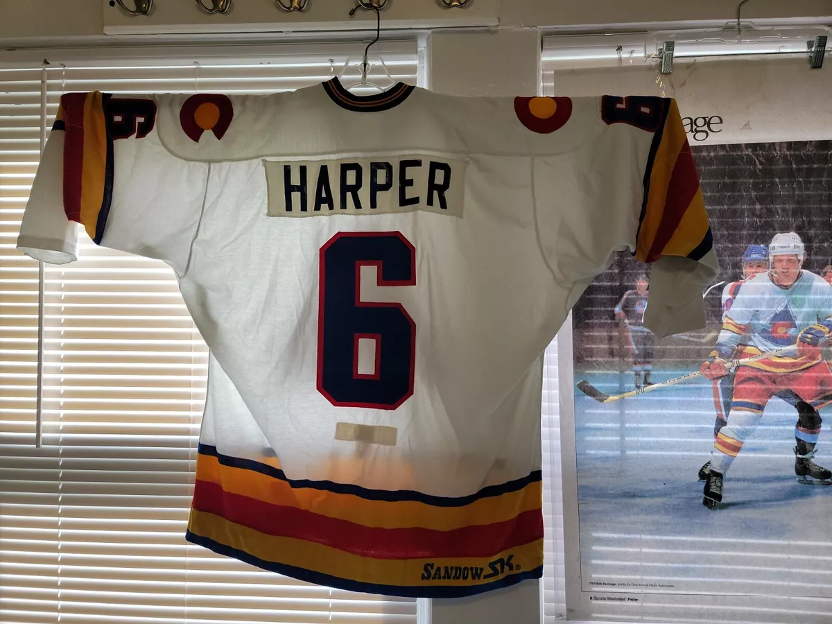 Colorado Rockies NHL Terry Harper Game Worn Jersey.