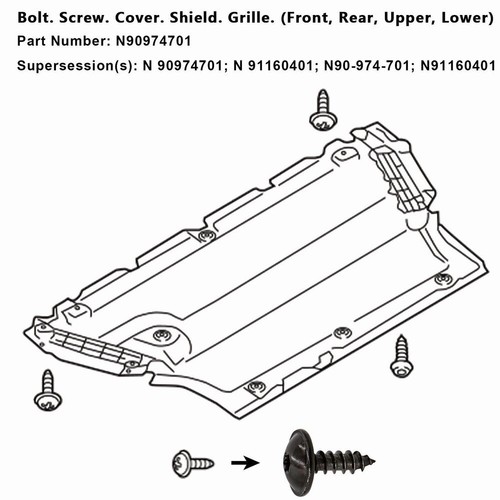 60* Splash Shield Screws For Audi VW Fender Liner, Bumper, Under Cover N90974701 - Picture 5 of 11