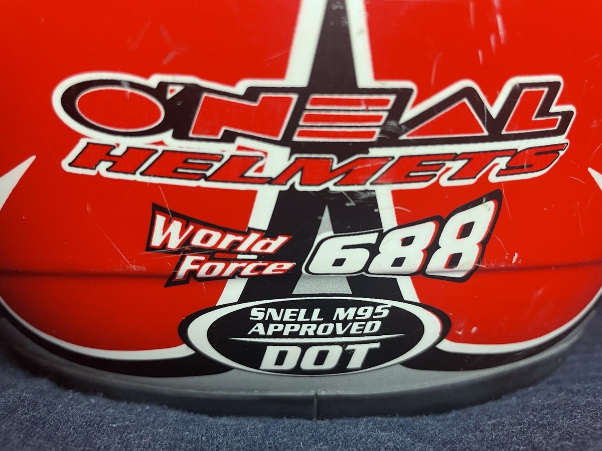 O'Neal Helmet Red Silver MX Offroad Dirtbike Vintage World Force