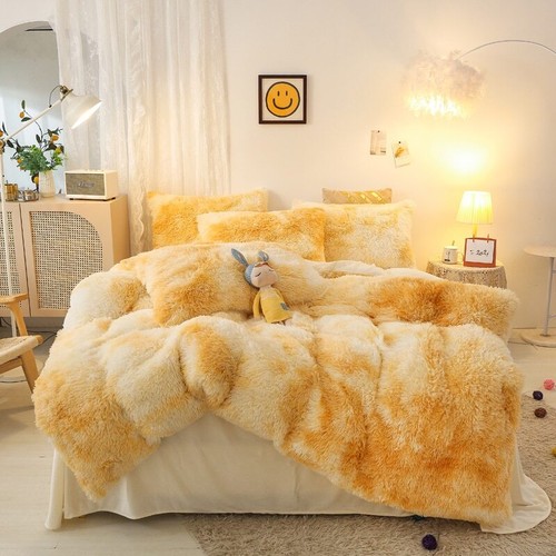 Shaggy Coral Fleece Warm Bedding Set Duvet Cover Pillowcases 3pcs Bedclothes - Picture 23 of 47