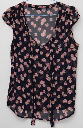 H&M Flügelärmel transparent Top floral gemustert Gr. EUR 38 getragen