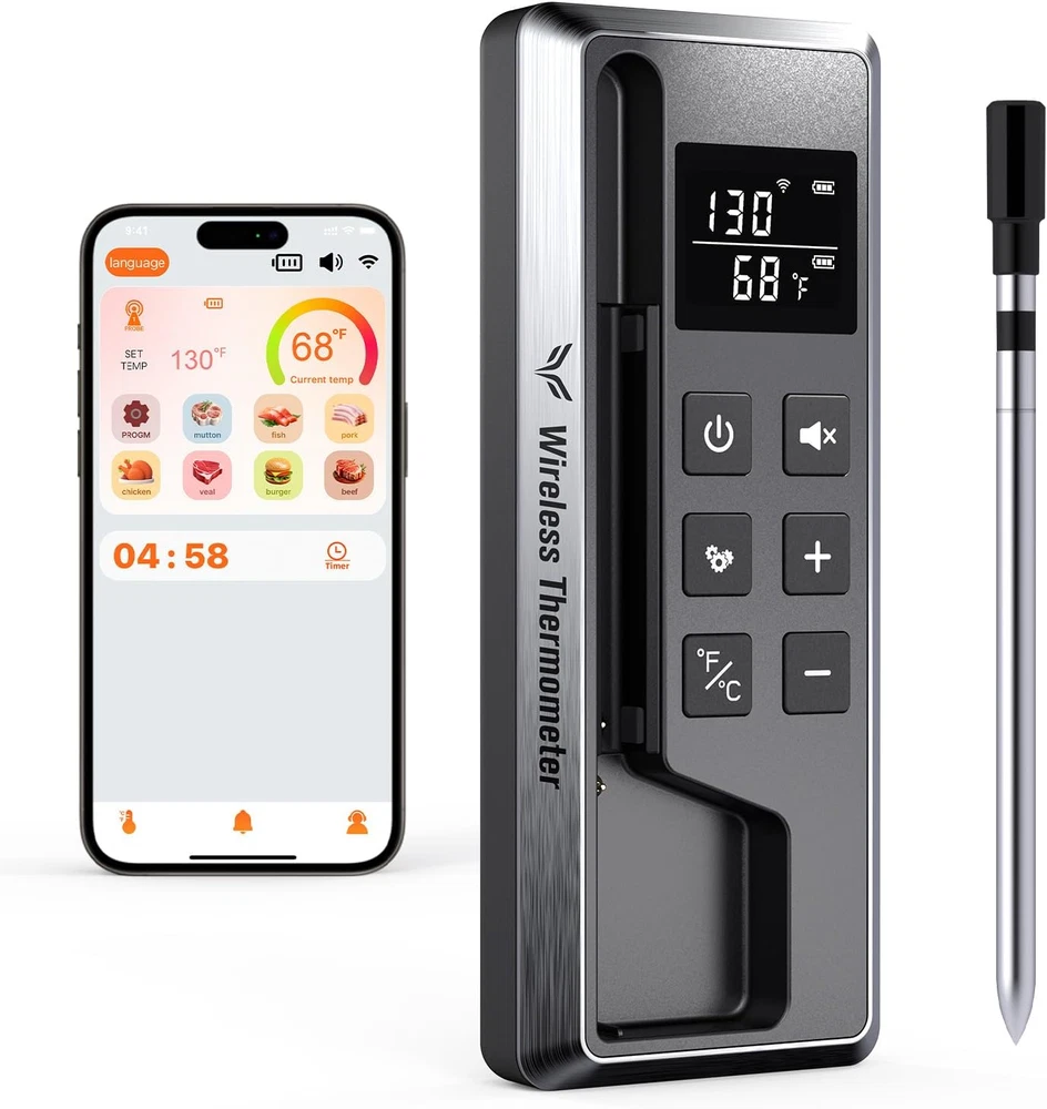 Meat Thermometer Digital Wireless, 800FT Long Range Bluetooth Cooking Thermomete