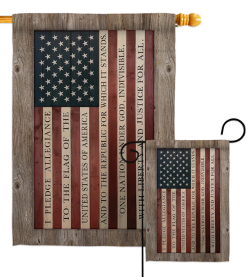 Pledge of Allegiance Garden Flag Patriotic Star and Stripes Yard House Banner