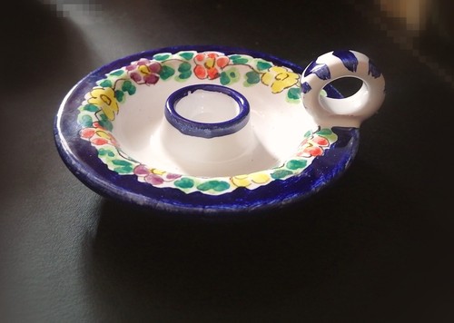 Vintage Ravello Pottery Ceramic Italian Majolika Candle Holder , Shipped from UK