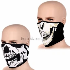 Black Seamless Headband Bandanna Headwear Skull Face Wrap Tube Mask Scarf