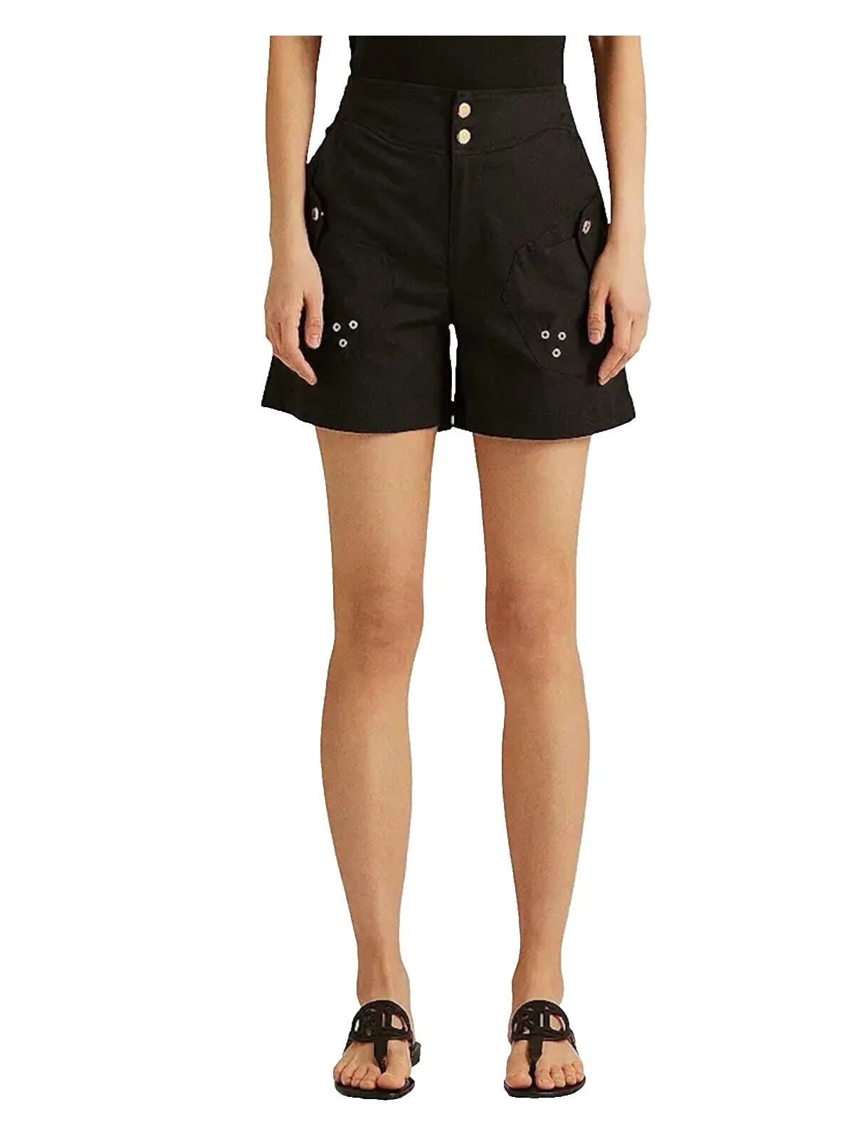 Feminino Lauren Ralph Lauren Shorts Preto mistura de Algodão para mulheres